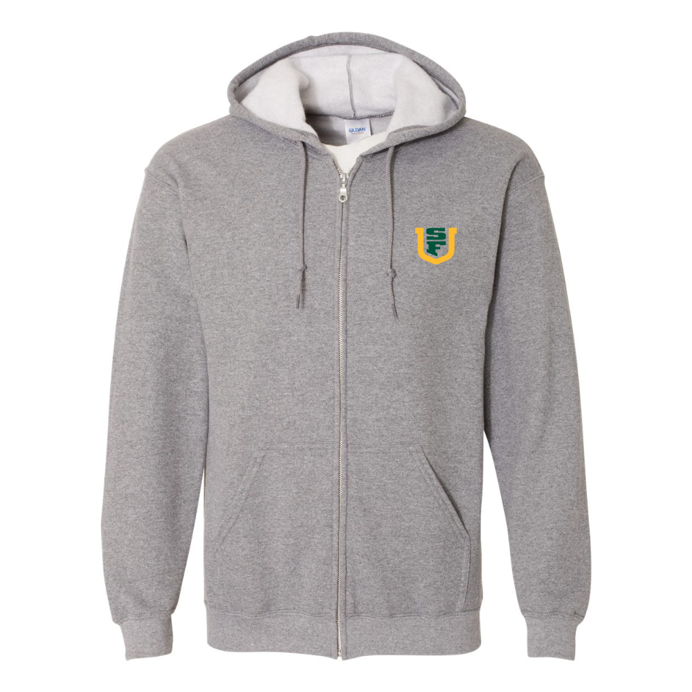 Men's San Francisco Dons Logo Gildan  Heavy Blend Full Zip Hooded Sweatshirt