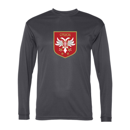 Men's Serbia National Football Soccer Team Logo Performance Long Sleeve T-Shirt