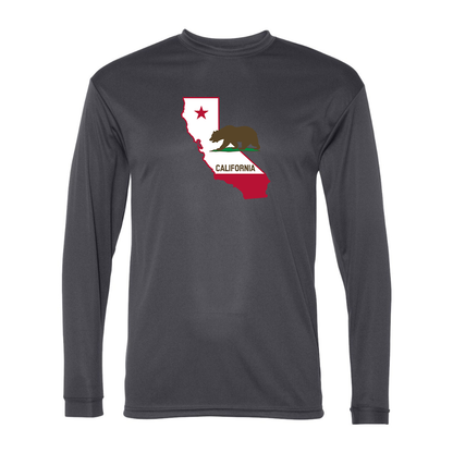 Men's  California Bear Map Performance Long Sleeve T-Shirt