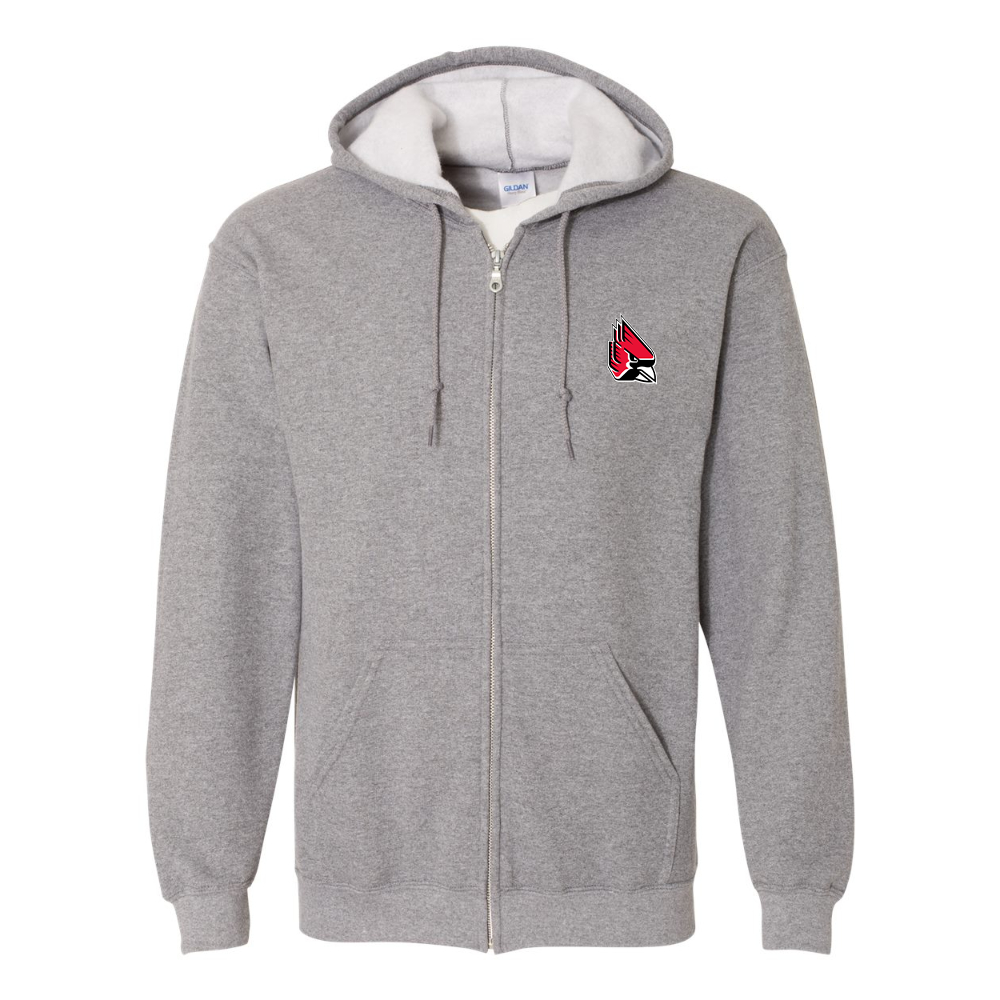 Men's  Ball State Cardinals Gildan  Heavy Blend Full Zip Hooded Sweatshirt