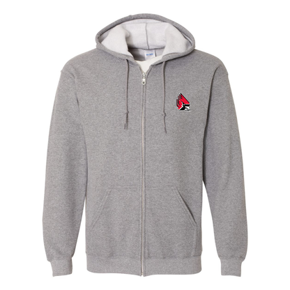 Men's  Ball State Cardinals Gildan  Heavy Blend Full Zip Hooded Sweatshirt
