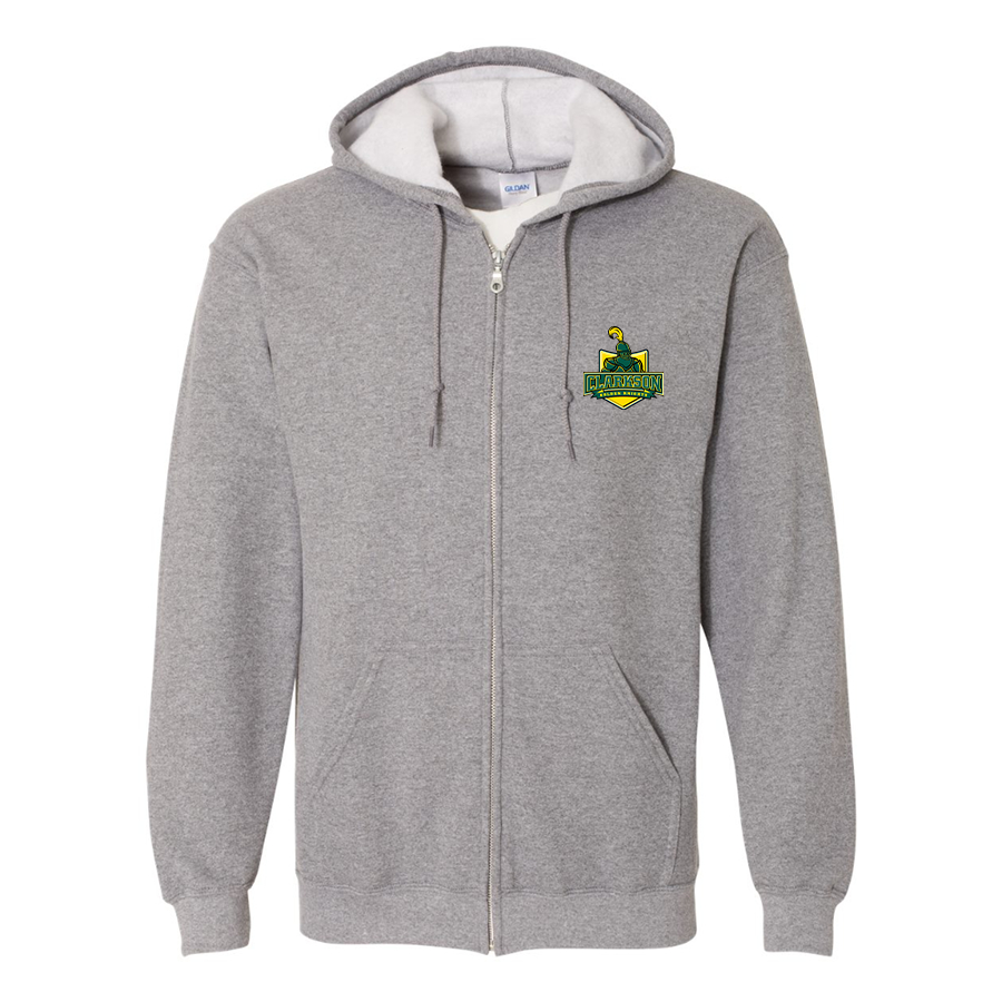 Men's Clarkson Golden Knights Gildan  Heavy Blend Full Zip Hooded Sweatshirt