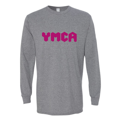 Men's  YMCA Mauve Gildan Heavy Cotton Long Sleeve T-Shirt