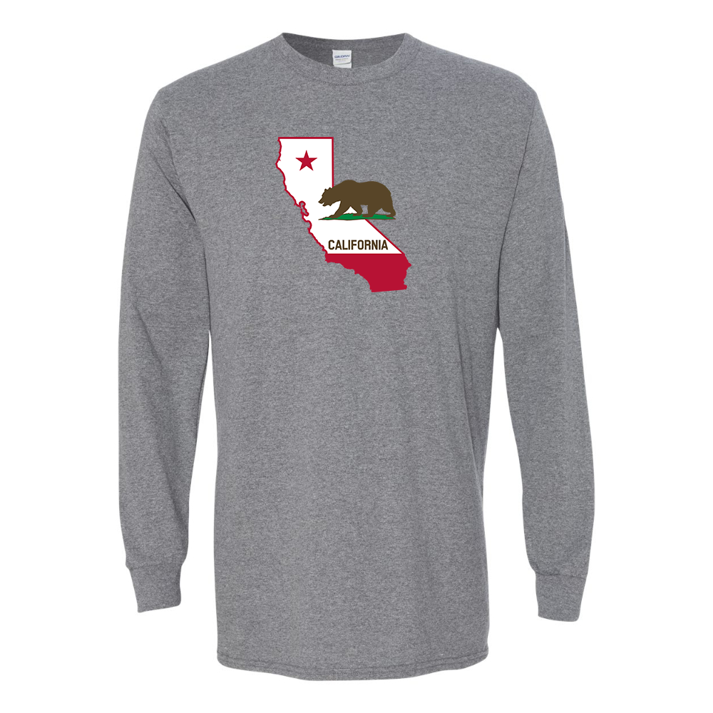 Men's  California Bear Map Gildan Heavy Cotton Long Sleeve T-Shirt