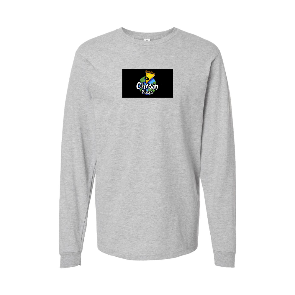 Youth Cartoon Pizza Logo Cotton Long Sleeve T-Shirt