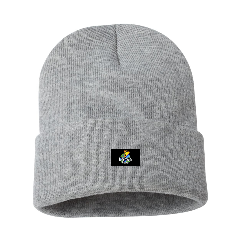 Cartoon Pizza Logo Beanie Hat