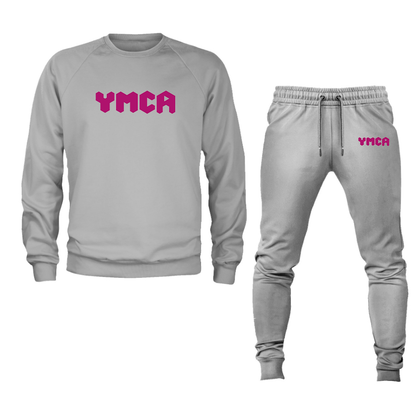 Men's   YMCA Mauve  Crewneck Sweatshirt Joggers Suit