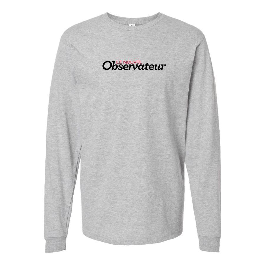 Men's Le Nouvel Observateur Logo  Cotton Long Sleeve T-Shirt