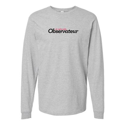 Men's Le Nouvel Observateur Logo  Cotton Long Sleeve T-Shirt