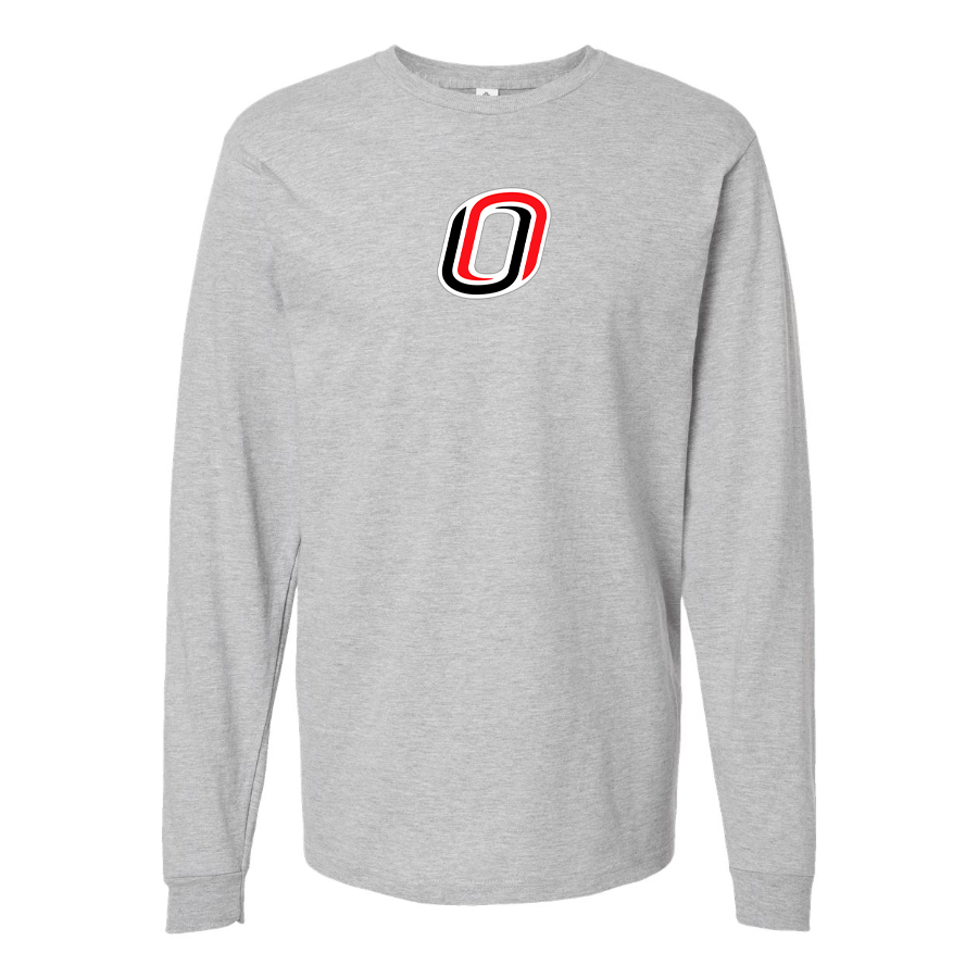 Men's Nebraska Omaha Mavericks Logo  Cotton Long Sleeve T-Shirt