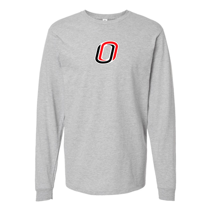 Men's Nebraska Omaha Mavericks Logo  Cotton Long Sleeve T-Shirt