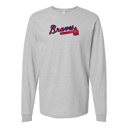Youth Atlanta Braves Logo Cotton Long Sleeve T-Shirt