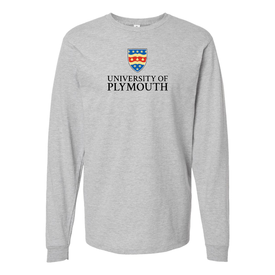 Men's University of Plymouth Logo  Cotton Long Sleeve T-Shirt