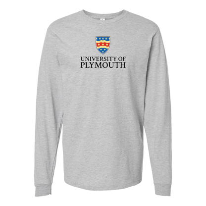 Men's University of Plymouth Logo  Cotton Long Sleeve T-Shirt