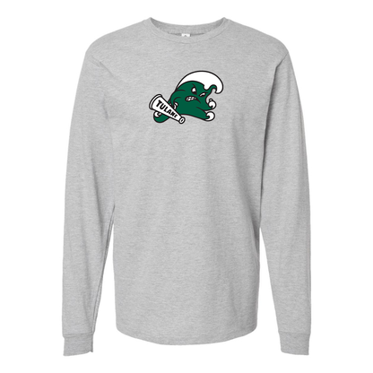 Men's Tulane Green Wave Logo  Cotton Long Sleeve T-Shirt
