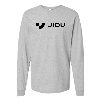 Men's Jidu Logo Cotton Long Sleeve T-Shirt