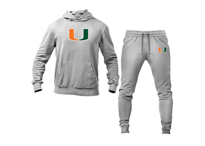 Men's Miami Hurricanes Logo Hoodie Joggers Set