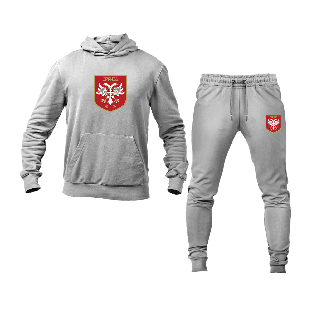 Men's Serbia National Football Soccer Team Logo Hoodie Joggers Set