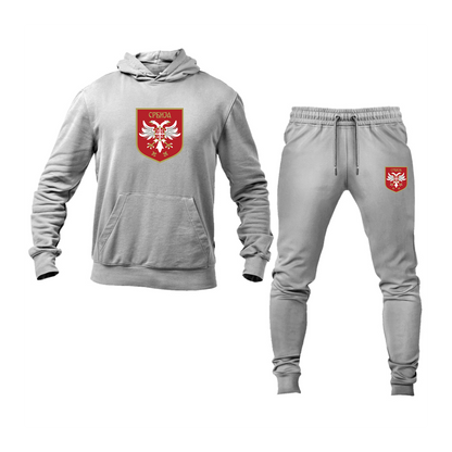 Men's Serbia National Football Soccer Team Logo Hoodie Joggers Set