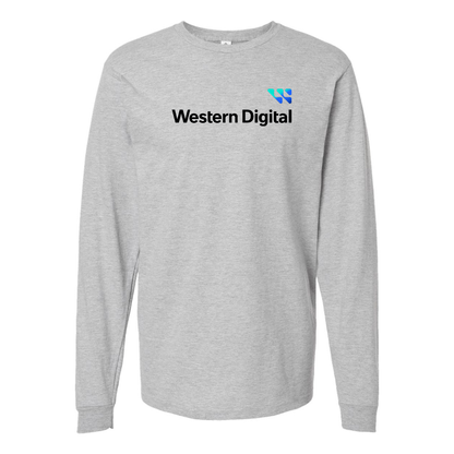 Men's Western Digital Logo Cotton Long Sleeve T-Shirt