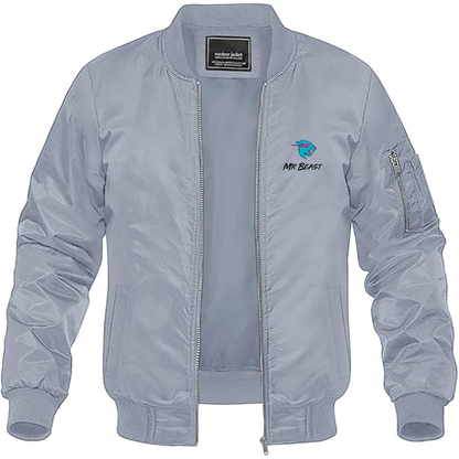Men's Mr Beast Logo  Lightweight Bomber Jacket Windbreaker Softshell Varsity Jacket Coat