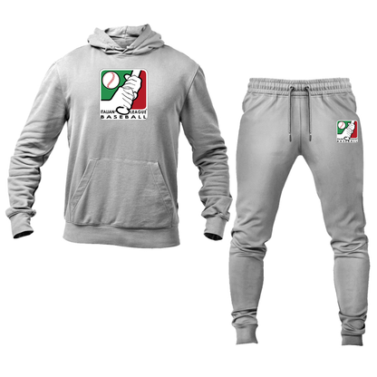 Men's Italian Baseball League Logo Hoodie Joggers Set