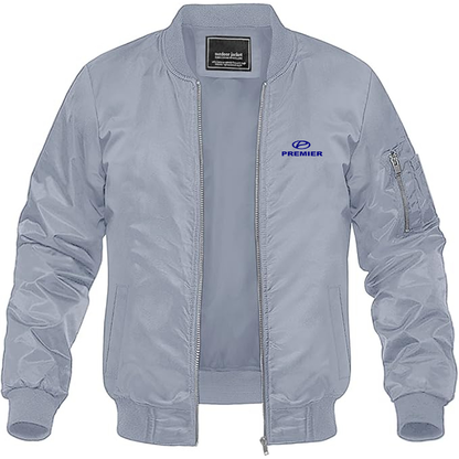 Men's Premier Logo Lightweight Bomber Jacket Windbreaker Softshell Varsity Jacket Coat