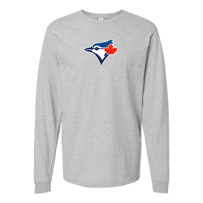 Youth Bluefield Blue Jays Logo Cotton Long Sleeve T-Shirt