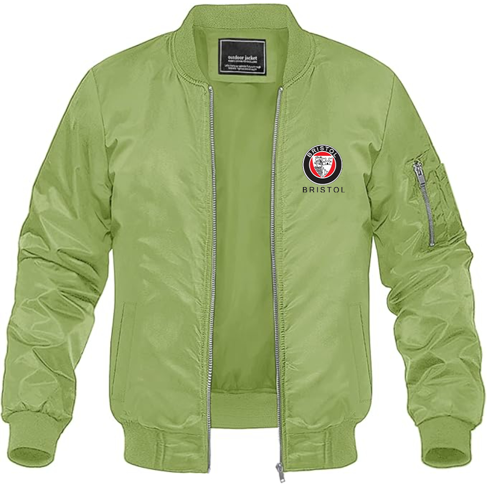 Men's Bristol Logo Lightweight Bomber Jacket Windbreaker Softshell Varsity Jacket Coat