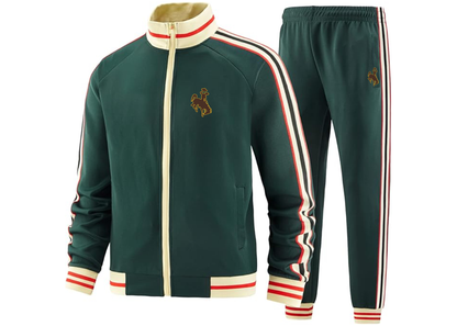 Men's Wyoming Cowboys Tracksuit with Bold Striped Accents and Zippered Front Athletic Wear