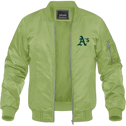 Men's Athletics Logo Lightweight Bomber Jacket Windbreaker Softshell Varsity Jacket Coat