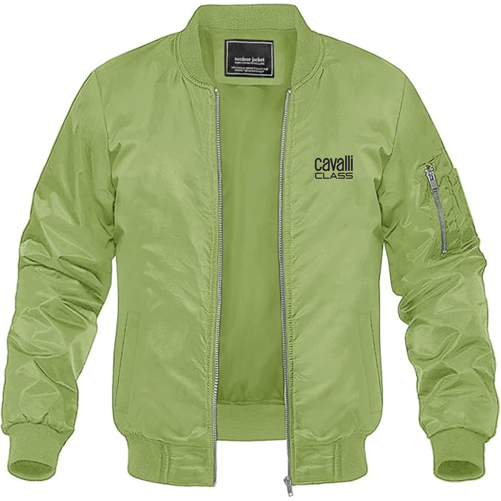 Men's Cavalli Class Logo Lightweight Bomber Jacket Windbreaker Softshell Varsity Jacket Coat