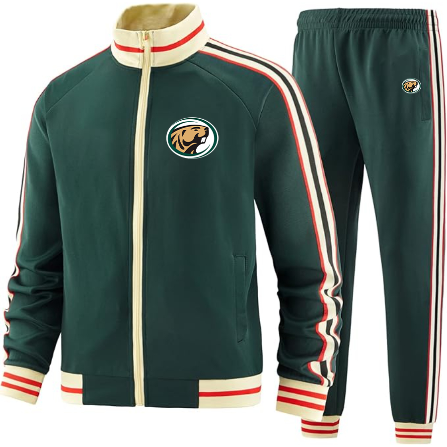Men's Bemidji State Beavers Two Piece Designer Tracksuit with Bold Striped Accents and Zippered Front Elevated Athletic Wear
