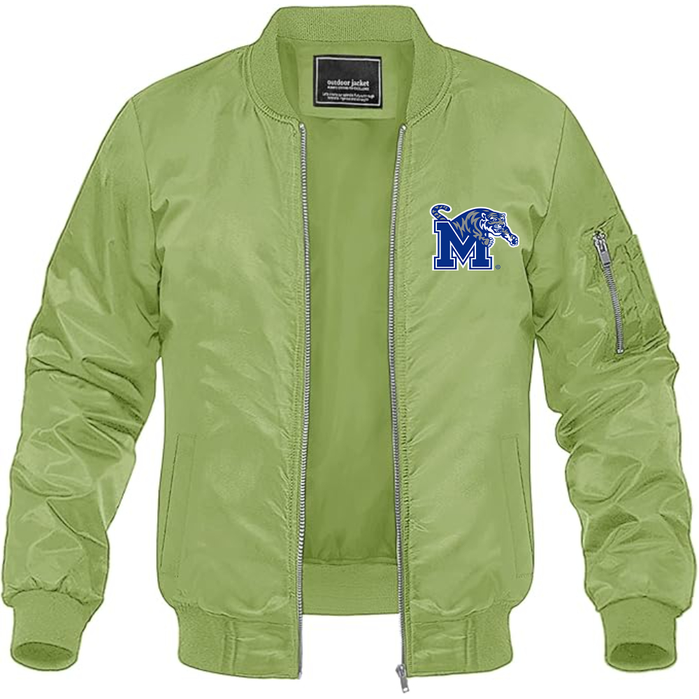 Men's Memphis Tigers Logo Lightweight Bomber Jacket Windbreaker Softshell Varsity Jacket Coat