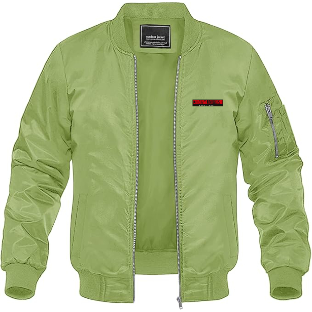 Men's Criminal Minds Logo Lightweight Bomber Jacket Windbreaker Softshell Varsity Jacket Coat