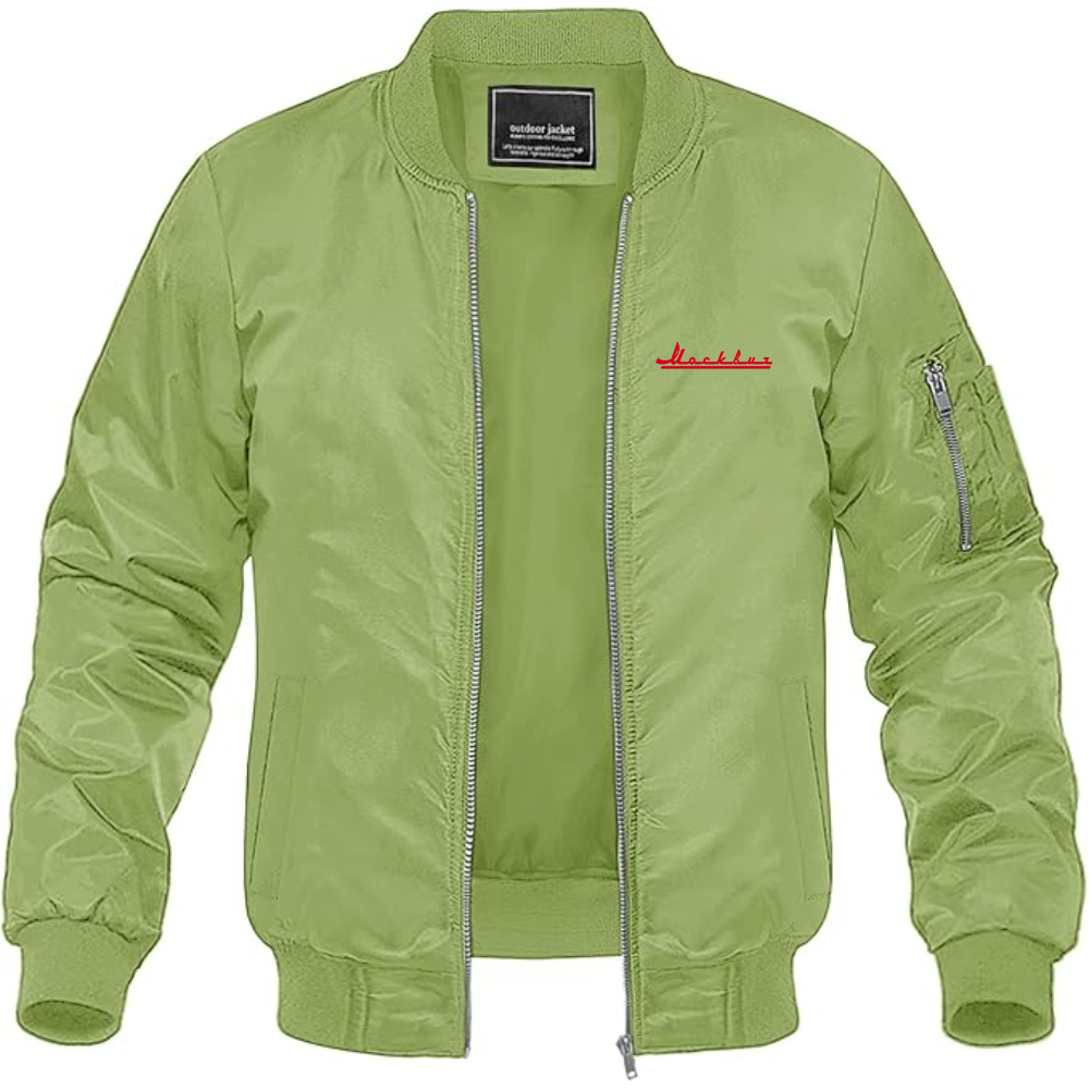 Men's Moskvitch Logo Lightweight Bomber Jacket Windbreaker Softshell Varsity Jacket Coat