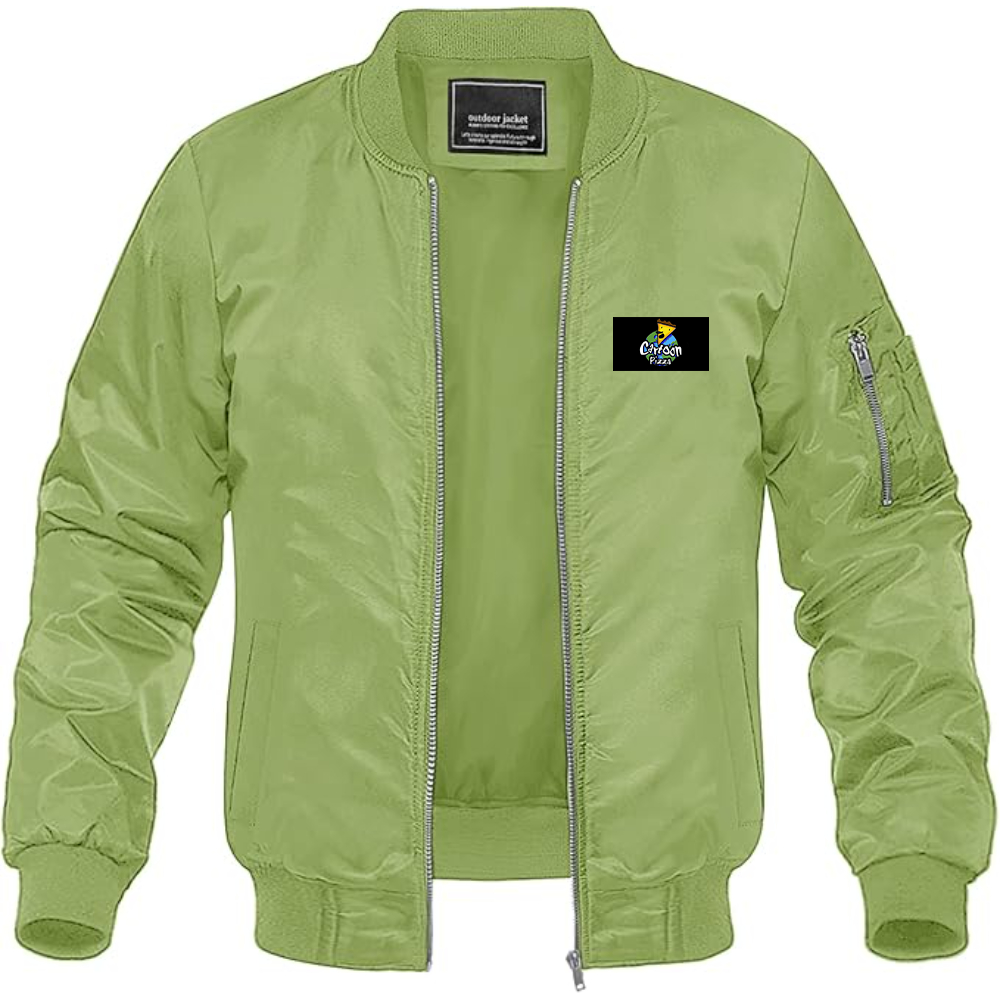 Men's Cartoon Pizza Logo Lightweight Bomber Jacket Windbreaker Softshell Varsity Jacket Coat