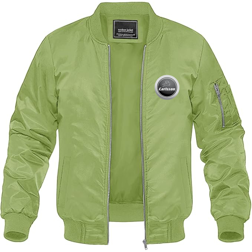 Men's Carlsson Logo Lightweight Bomber Jacket Windbreaker Softshell Varsity Jacket Coat