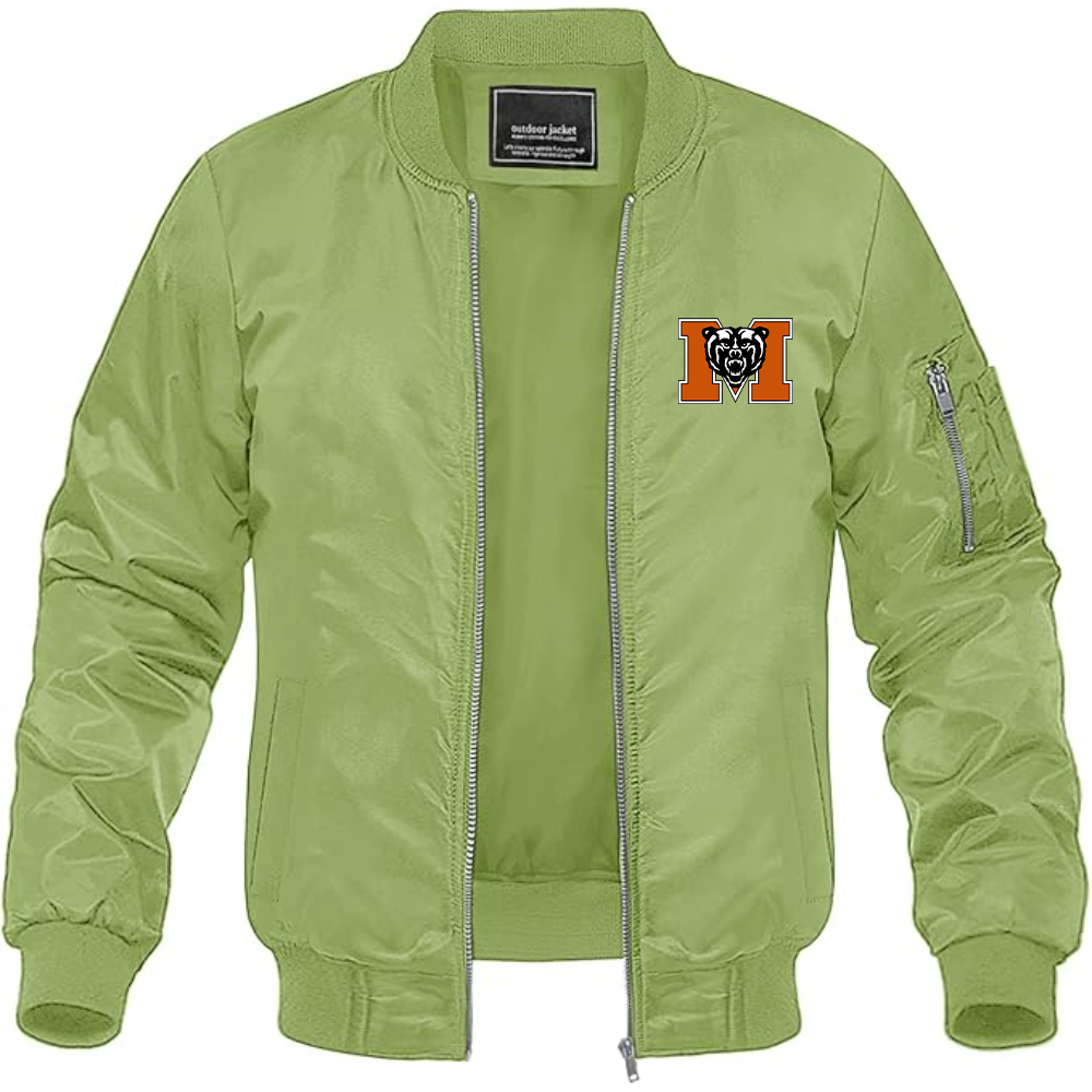 Men's Mercer Bears Logo Lightweight Bomber Jacket Windbreaker Softshell Varsity Jacket Coat