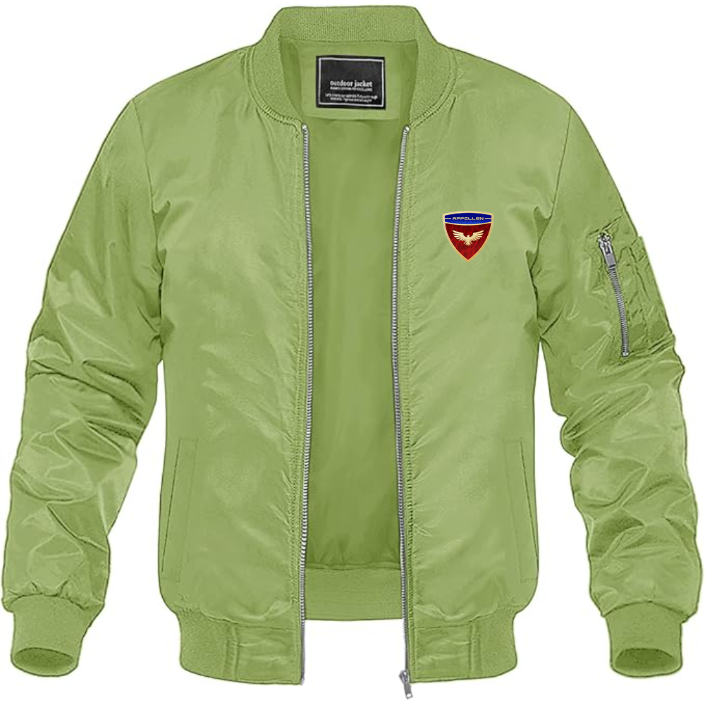 Men's Appollen Logo Lightweight Bomber Jacket Windbreaker Softshell Varsity Jacket Coat