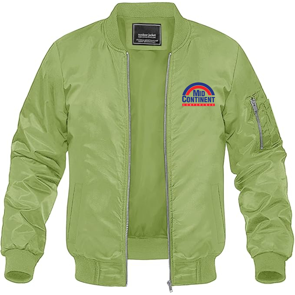 Men's Mid Continent Conference Logo Lightweight Bomber Jacket Windbreaker Softshell Varsity Jacket Coat