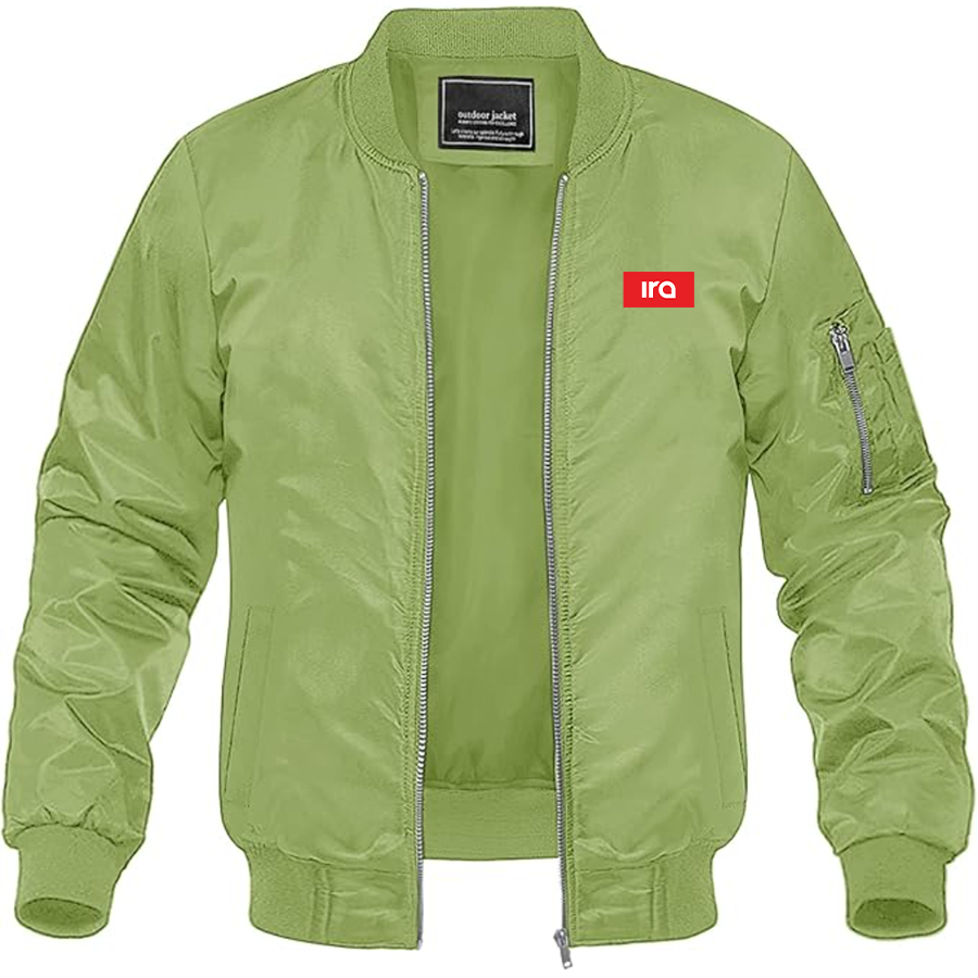 Men's IRA Logo Lightweight Bomber Jacket Windbreaker Softshell Varsity Jacket Coat