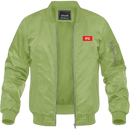 Men's IRA Logo Lightweight Bomber Jacket Windbreaker Softshell Varsity Jacket Coat