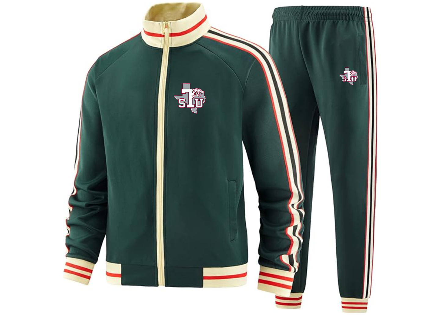 Men's Texas Southern Tigers Tracksuit with Bold Striped Accents and Zippered Front Athletic Wear