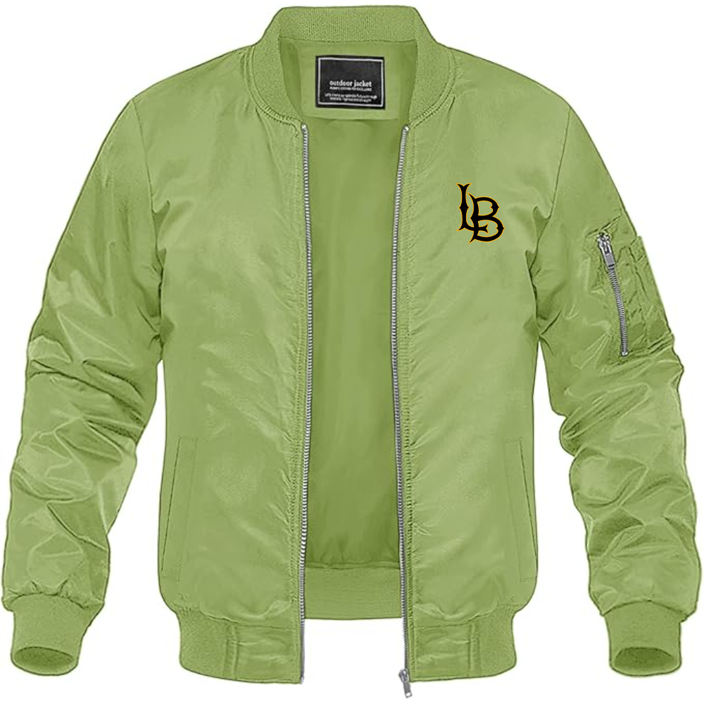 Men's Long Beach State 49ers Logo Lightweight Bomber Jacket Windbreaker Softshell Varsity Jacket Coat