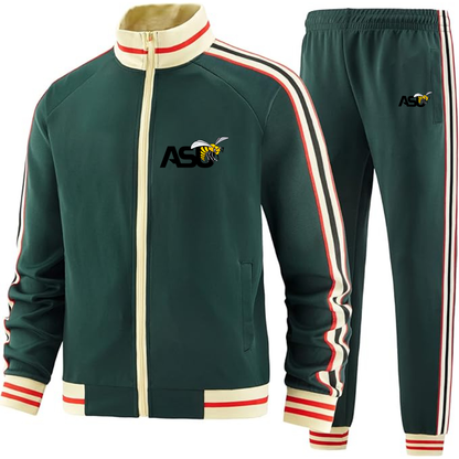 Men's Alabama State Hornets Two Piece Designer Tracksuit with Bold Striped Accents and Zippered Front Elevated Athletic Wear