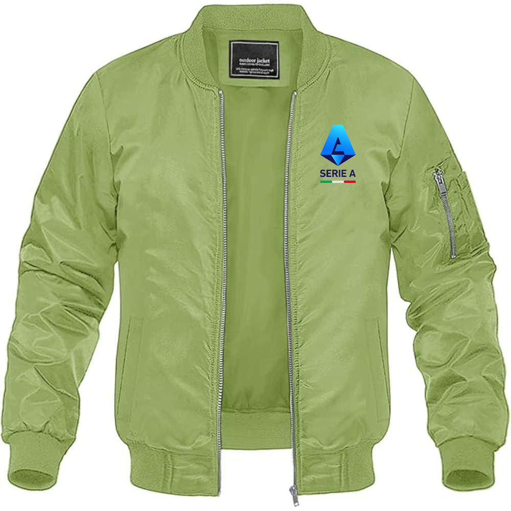 Men's  Italian Serie A Logo Lightweight Bomber Jacket Windbreaker Softshell Varsity Jacket Coat