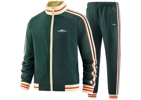 Men's Universal Studios Florida Tracksuit with Bold Striped Accents and Zippered Front Athletic Wear