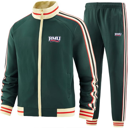 Men's Robert Morris Colonials Logo Tracksuit with Bold Striped Accents and Zippered Front Athletic Wear