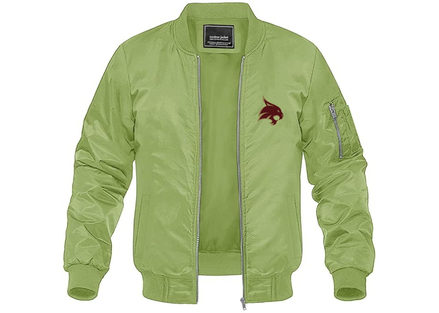Men's Texas State Bobcats Lightweight Bomber Jacket Windbreaker Softshell Varsity Jacket Coat